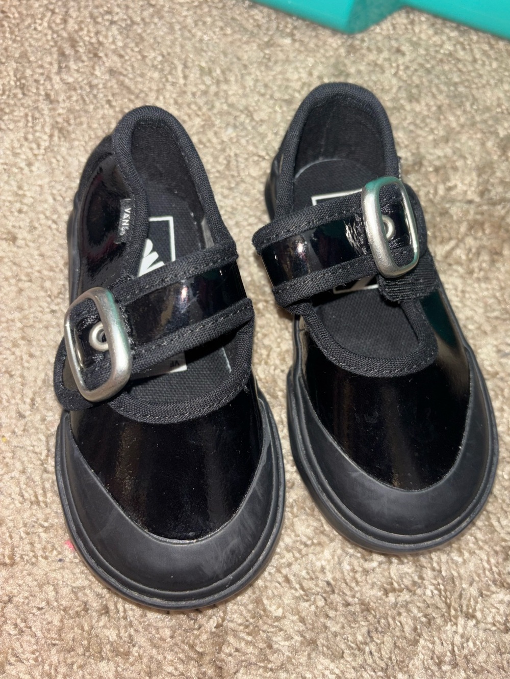 Vans Toddler Girl Black Patent Leather Mary Jane Sneakers Shoes Size 5.5T